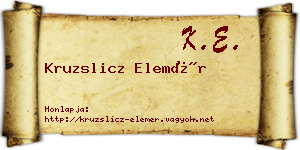 Kruzslicz Elemér névjegykártya